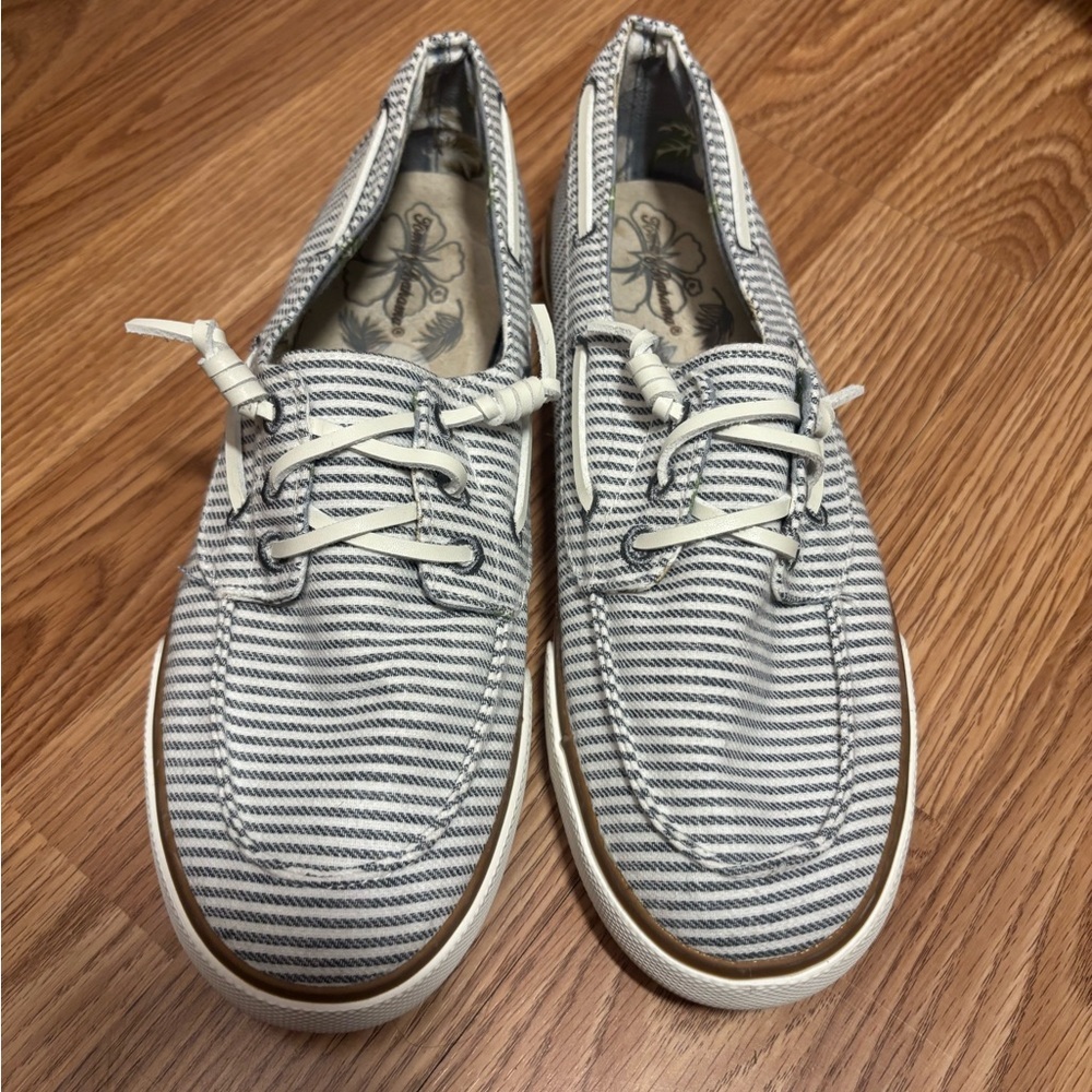 Tommy Bahama Blue & White Striped Sneakers Size 10 - Picture 1 of 10